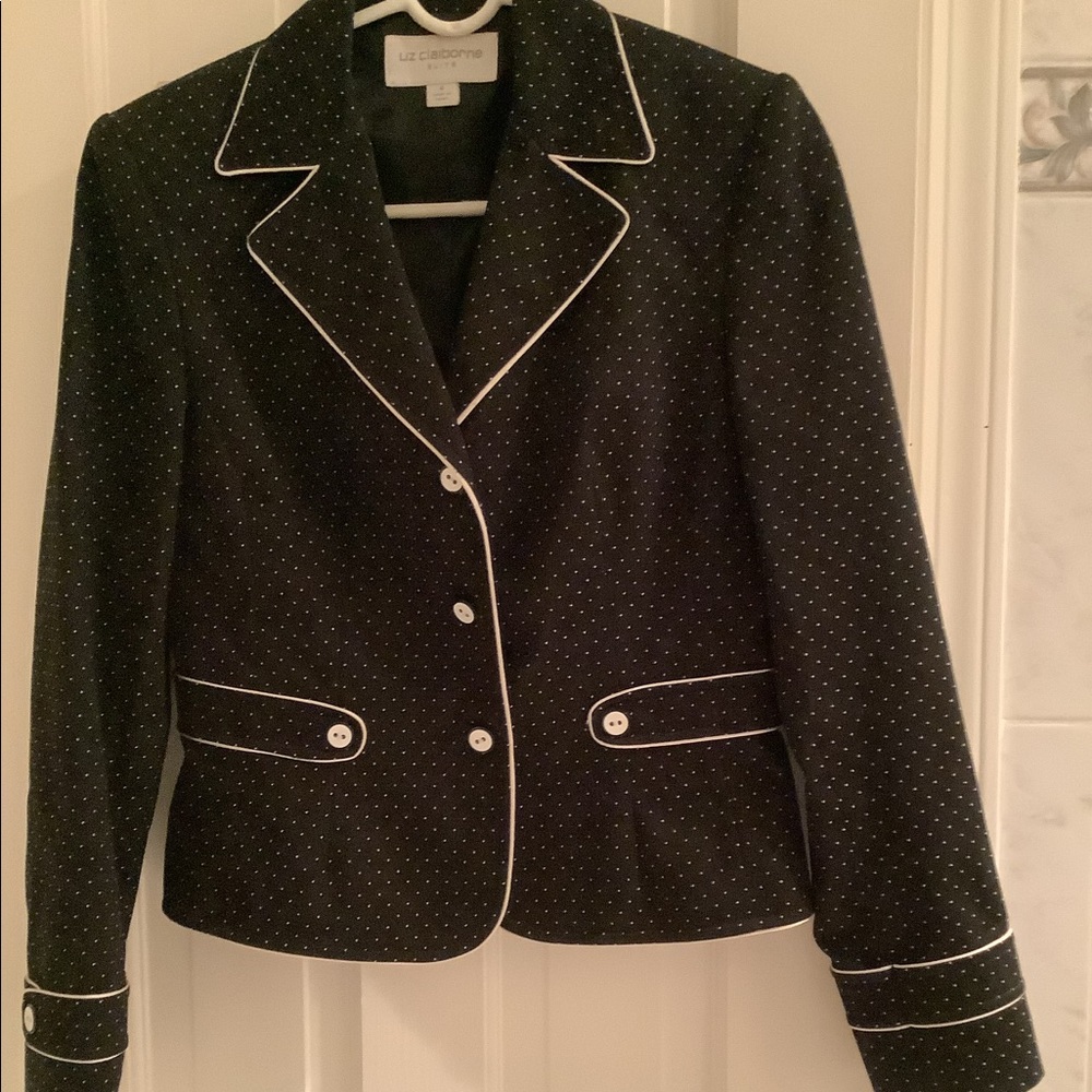 Liz Claiborne black polka dot suit size 4